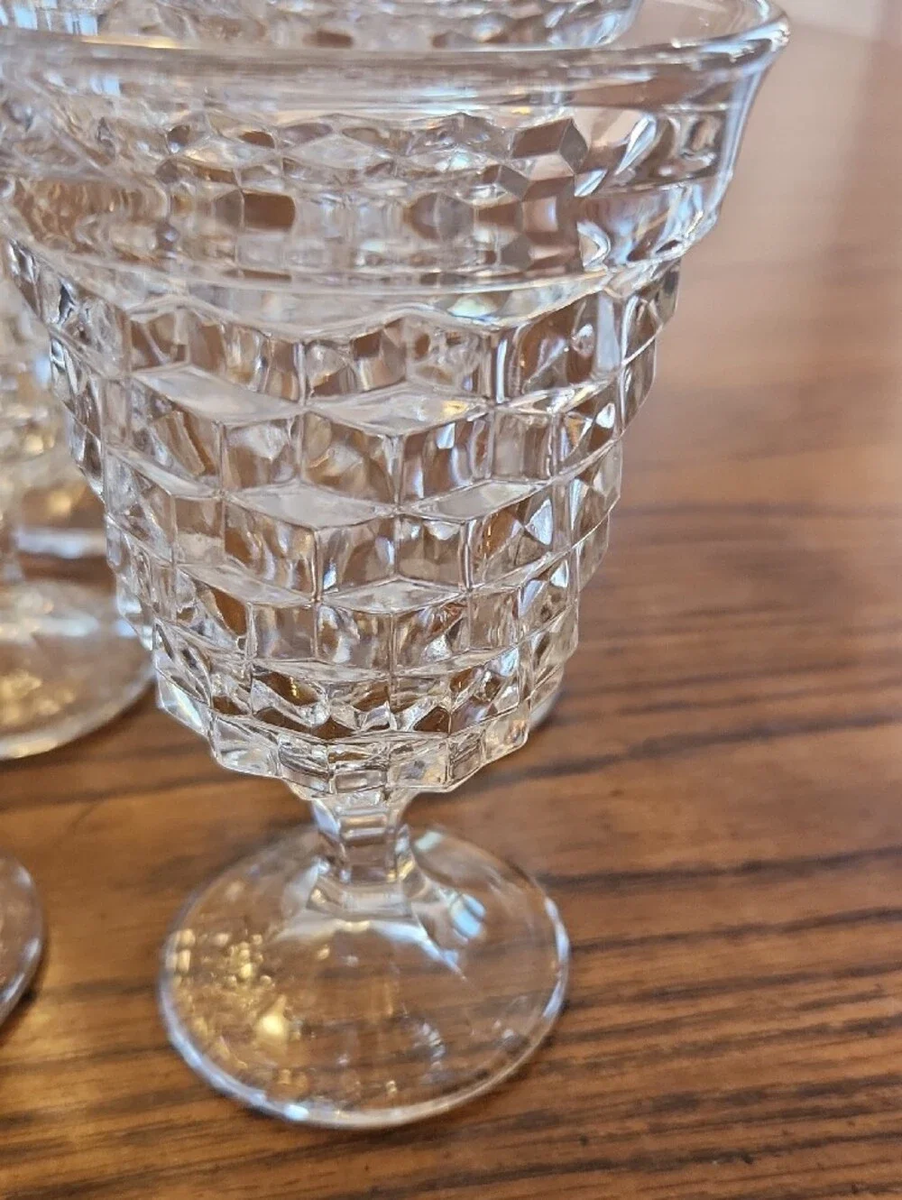 Fostoria American Clear Footed Juice Glasses Set Of 8 Retro Cubist style
